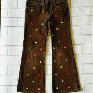 Gymboree Embroidered "Fall for Autumn" Flower Corduroy Boot Cut Pants- Size 6